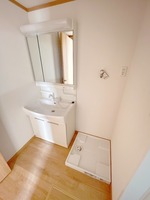 洗面室:シャワー付き洗面化粧台・洗濯機置き場