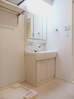 洗面室:シャワー付き洗面化粧台・洗濯機置き場