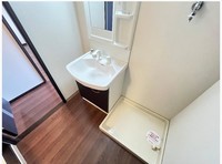 洗面室:シャワー付き洗面化粧台・洗濯機置き場