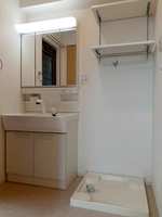 洗面室:シャワー付き洗面化粧台・洗濯機置き場